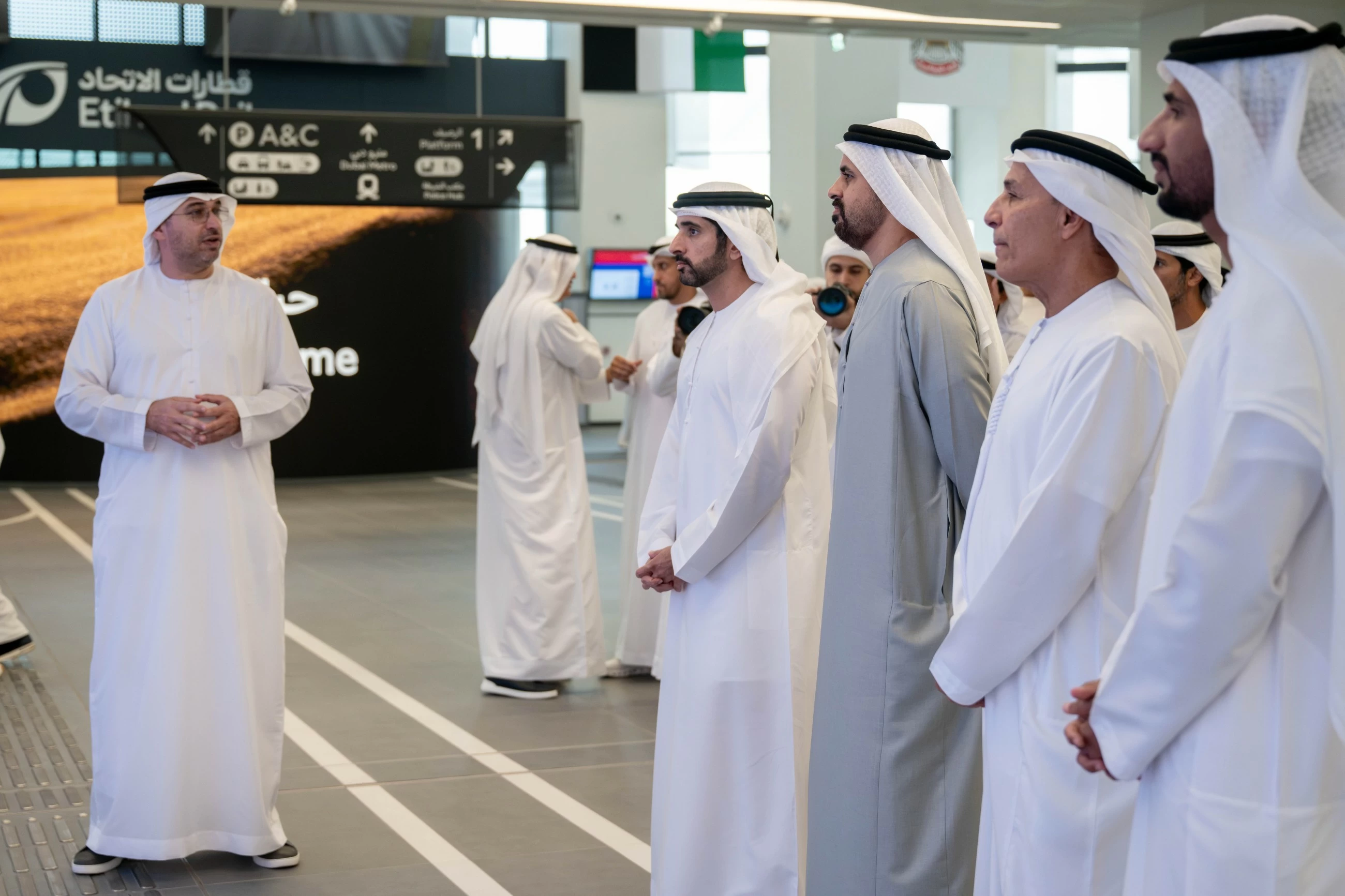 UAE President travels aboard Etihad Rail from Abu Dhabi to Dubai; Hamdan, Theyab inaugurate Dubai station